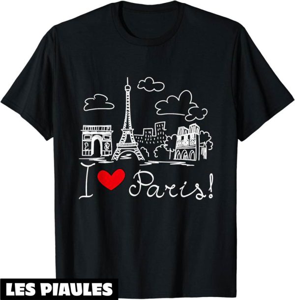 Ami Paris T-Shirt I Love Cityscape Hand Drawing Skyline