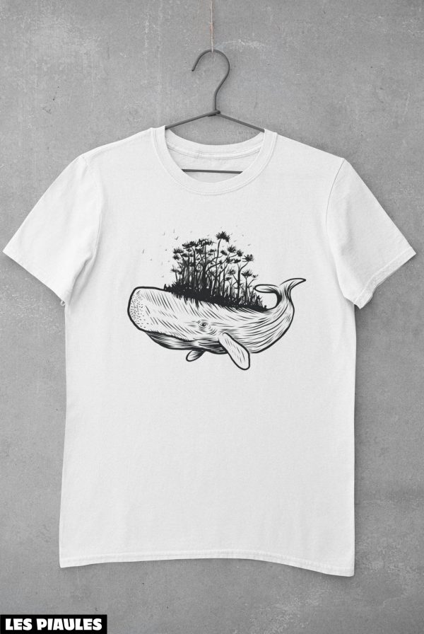 Animaux T-Shirt Baleine Avec Île Mer Nature Motif Ocean