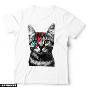 Animaux T-Shirt Bowie Cat Lover Mignon David Lightning Animaux T-Shirt Bowie Cat Lover Mignon David Lightning
