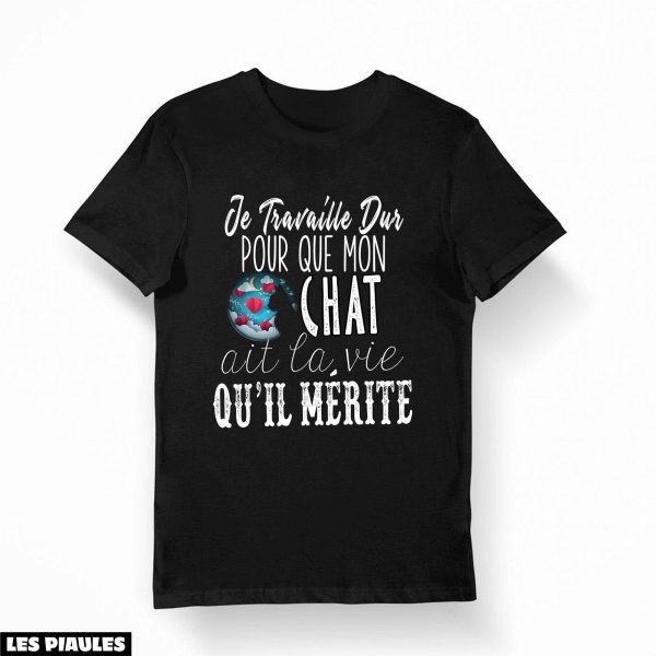 Animaux T-Shirt Chat Je Travaille Dur Drole Tendance Mignon