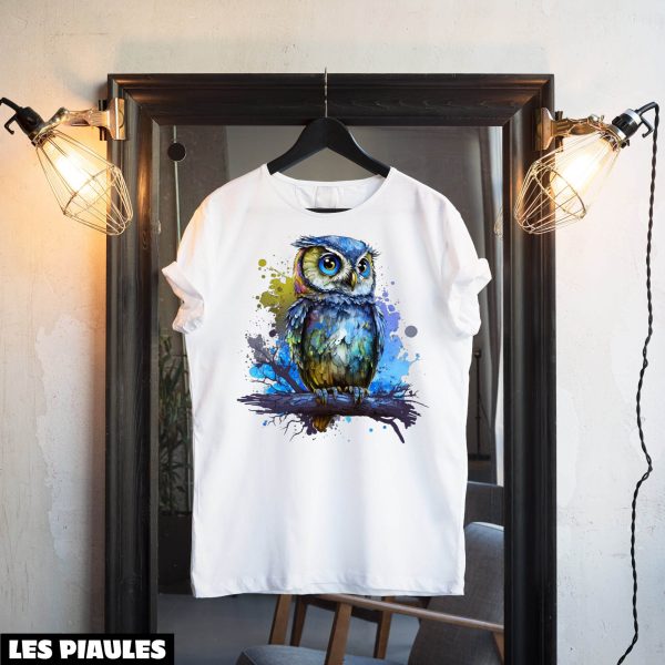 Animaux T-Shirt Colore Hibou Amant Fans Tendance Mignon