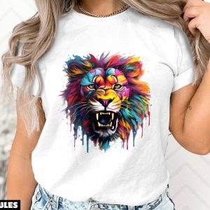 Animaux T-Shirt Lion Proprietaire Colore Sauvage Animaux T-Shirt Lion Proprietaire Colore Sauvage