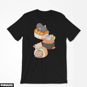 Animaux T-Shirt Mignon Sushi Chat Kawaii Nigiri California Animaux T-Shirt Mignon Sushi Chat Kawaii Nigiri California