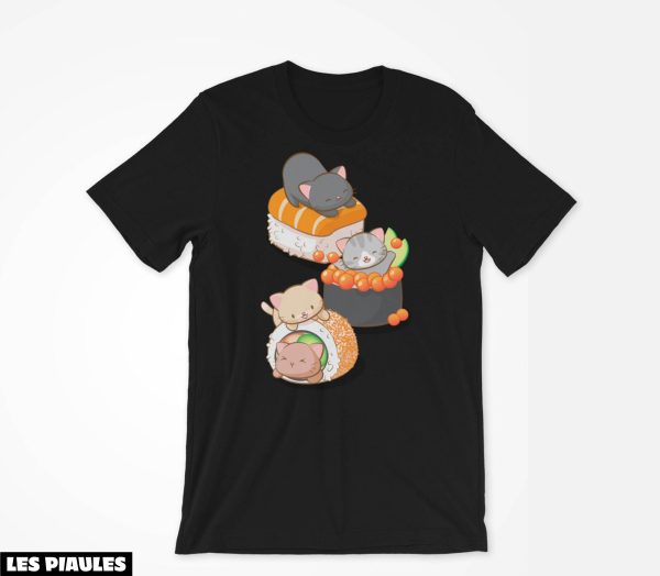 Animaux T-Shirt Mignon Sushi Chat Kawaii Nigiri California