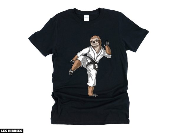Animaux T-Shirt Paresseux Karate Kickboxing Taekwondo Arts
