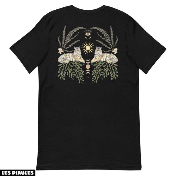 Animaux T-Shirt Tigre Mystique Celeste Floral Botanique