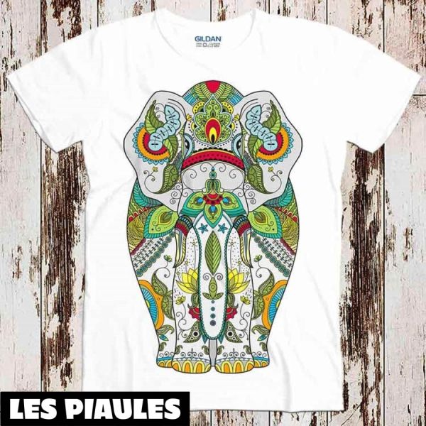 Animaux T-Shirt Zenart Motif Elephant Mandala Chakra Inde