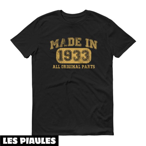 Anniversaire T-Shirt 1933 Vintage Ne En 1933 91eme 91 Ans