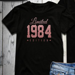 Anniversaire T-Shirt 1984 Rose Gold Glitter Edition Limitee