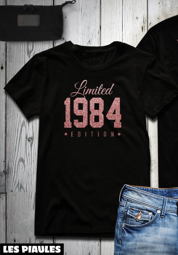 Anniversaire T-Shirt 1984 Rose Gold Glitter Edition Limitee
