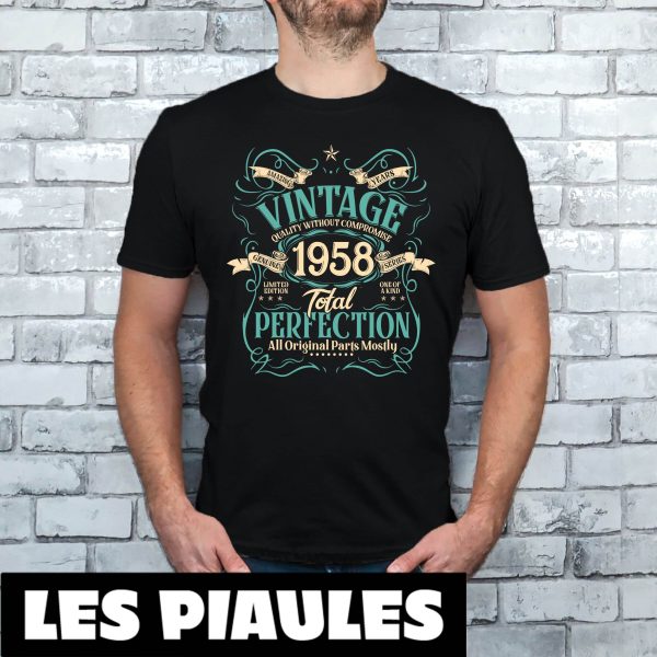 Anniversaire T-Shirt 66eme Vintage 1958 Perfection Totale