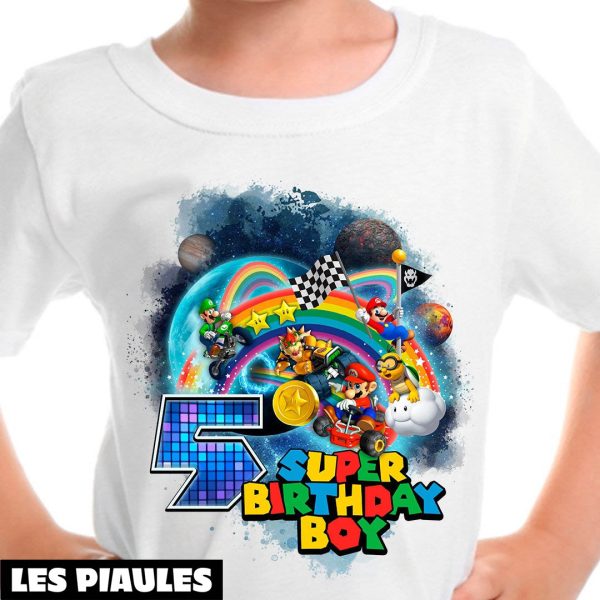Anniversaire T-Shirt Super Mario Kart Rainbow Road 5eme