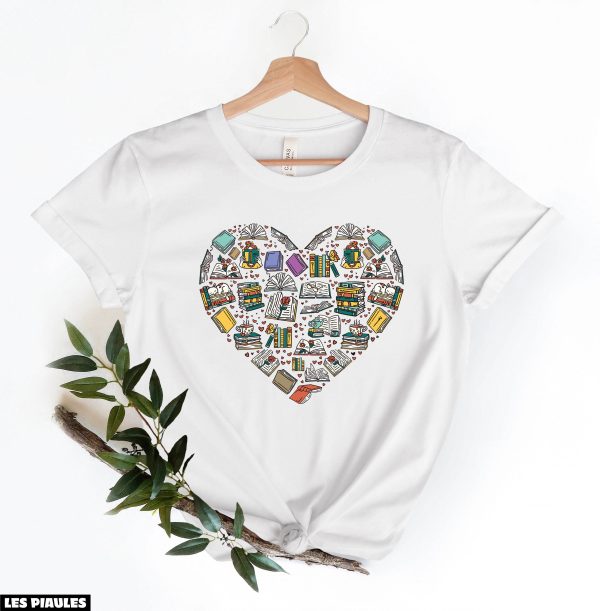 Cadeau Pour Mon Amoureuse T-Shirt Livres Coeur Bookworms