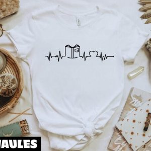 Cadeau Pour Mon Amoureux T-Shirt Heartbeat Book Reading