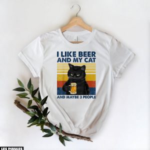 Cadeau Pour Mon Amoureux T-Shirt J’aime La Biere Et Mon Chat