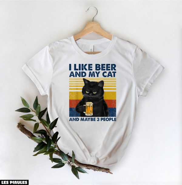 Cadeau Pour Mon Amoureux T-Shirt J’aime La Biere Et Mon Chat