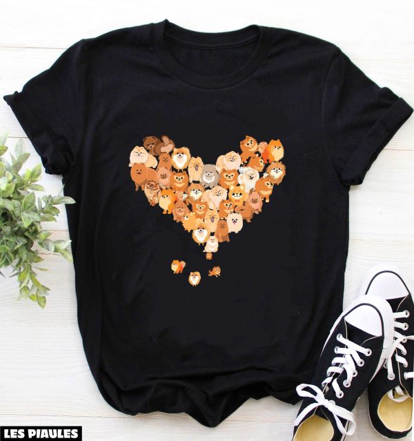 Cadeau Pour Mon Amoureux T-Shirt Pomeranian Dog Lovers Heart