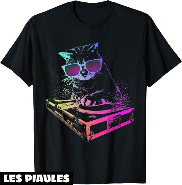 Fete De La Musique T-Shirt Casque Rainbow Dj Cat Amoureux