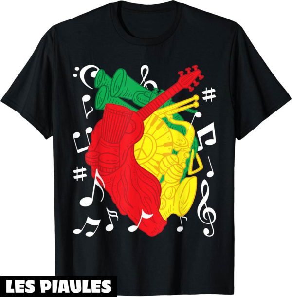 Fete De La Musique T-Shirt Reggae Music Instruments Heart