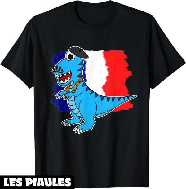 Fete Nationale T-Shirt Bastille Day 14 Juillet Dinosaure