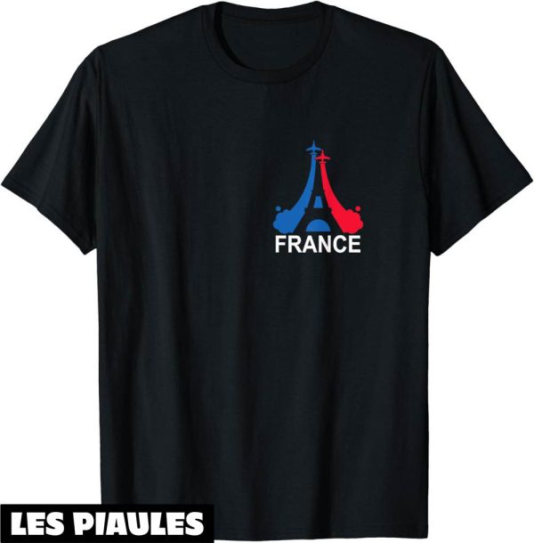 Fete Nationale T-Shirt Discret Tricolore Francaise Avions