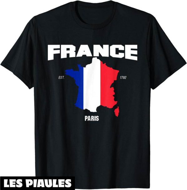 Fete Nationale T-Shirt Drapeau De La France Carte