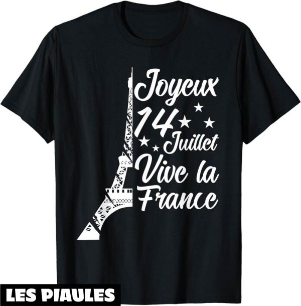 Fete Nationale T-Shirt Joyeux 14 Juillet Tricolore Francaise