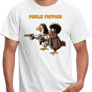 Film T-Shirt Poule Fiction Deux Poulets Dangereux Cadeau