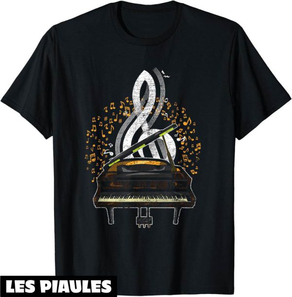 Musique T-Shirt Cadeau Pour Musicien Cle De Sol Clavier