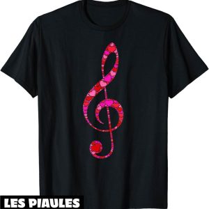 Musique T-Shirt Ceur Rose Rouge Pour Femme Et Fille Symbole