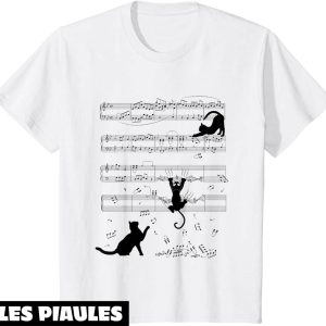Musique T-Shirt Chats Mignons Jouent Avec Des Partitions