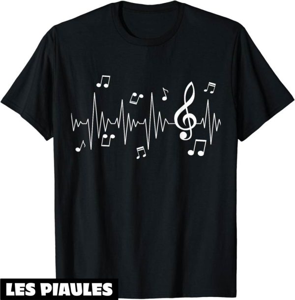 Musique T-Shirt Notes De Musique Heartbeat Cle De Sol