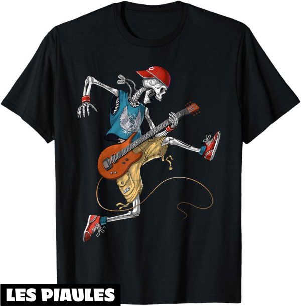 Musique T-Shirt Squelette Heavy Metal Guitariste Rock