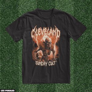 NFL T-Shirt Cleveland Marron Et Orange Sunday Cult Squelette NFL T-Shirt Cleveland Marron Et Orange Sunday Cult Squelette
