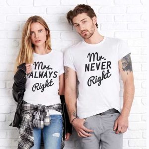 Couple T-Shirt Mr Right Mrs Always Right Couple T-Shirt Mr Right Mrs Always Right