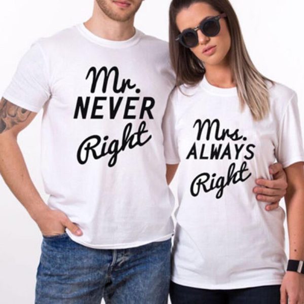 Couple T-Shirt Mr Right Mrs Always Right