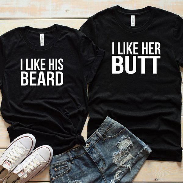 I Like His Beard T-Shirt Couple