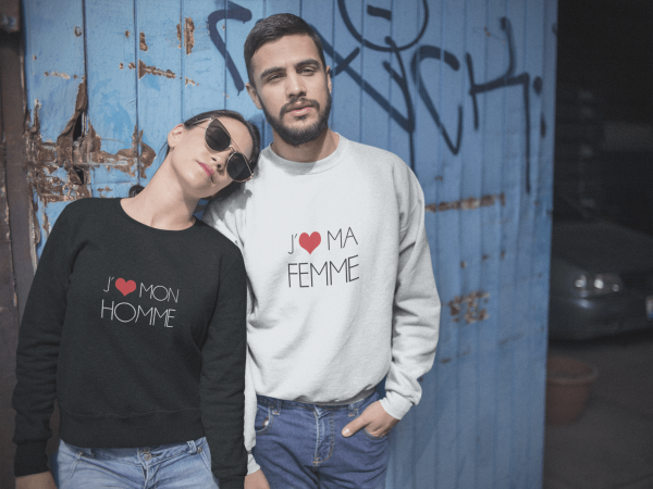 Pull assortis couple J’aime ma Femme  J’aime mon Homme  Assortis Moi