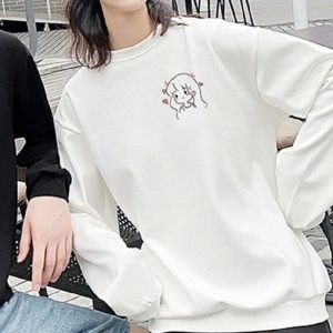 Pulls Blancs Et Noirs de Couple a Imprime Simple Et Mignon Pulls Blancs Et Noirs de Couple a Imprime Simple Et Mignon