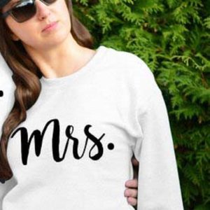 Pulls Blancs pour les Couples avec Texte Mrs Et Mrs
