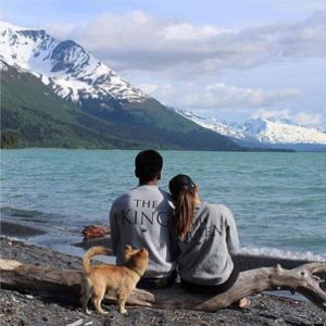 Pulls Gris a Imprime Au Dos pour Couple