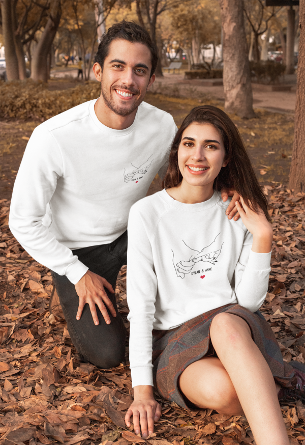 Sweat Mains avec Prenoms pour Couples – A personnaliser  Assortis Moi