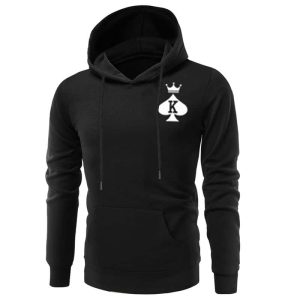 Sweat Noir a Capuche a Imprime de Pique Et de Cœur de Carte Sweat Noir a Capuche a Imprime de Pique Et de Cœur de Carte