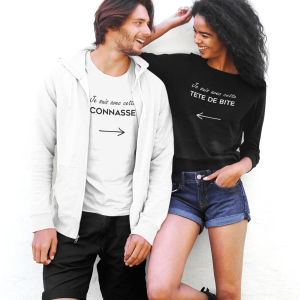 Sweat Pull Couple Je suis avec cette connasse tete de bite 1