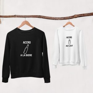 Sweat Pull – Pere Fils – Accro la Biere Accro au lait Sweat Pull – Pere Fils – Accro la Biere Accro au lait