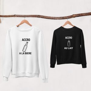 Sweat  Pull – Pere Fils – Accro la Biere  Accro au lait