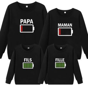 Sweat Pull assortis Famille – Batterie vide Batterie pleine Sweat Pull assortis Famille – Batterie vide Batterie pleine