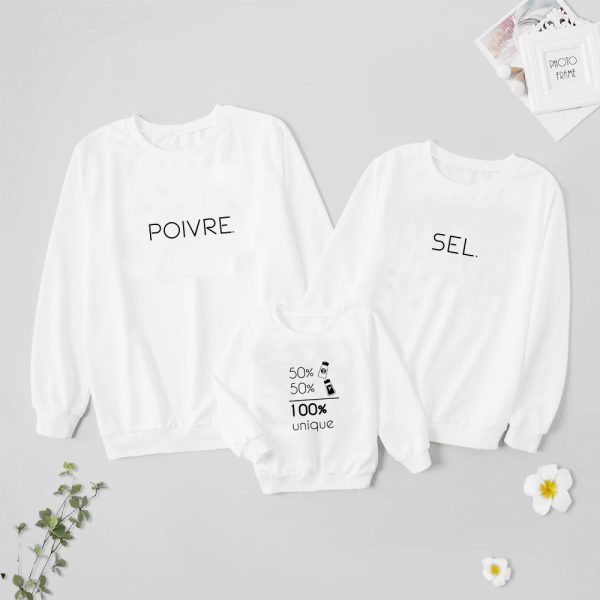 Sweat  Pull assortis pour la Famille – Sel Poivre & 100 unique