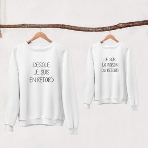 Sweat Pulls Assortis Famille Desole je suis en retard 1 Sweat Pulls Assortis Famille Dsol je suis en retard 2