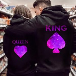 Sweat de Couple King & Queen Noir a Capuche Sweat de Couple King & Queen Noir a Capuche